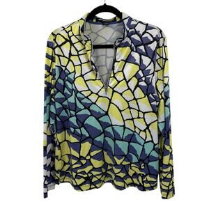 Jamie Sadock Simplicite Large 1/4 Zip Shirt Long Sleeve Multi Color Pattern Golf